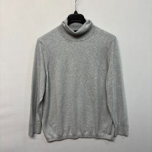 Talbots Women Turtleneck Sweater Size 2X Cotton Modal Gray C036 -1